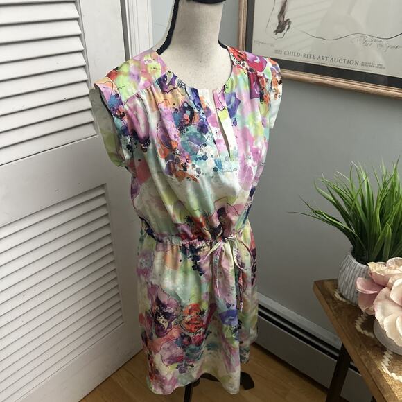 A AMANDA UPRICHARD Dress Womens Medium Colorful Abstract Mini Shift Modern Boho - Picture 3 of 13